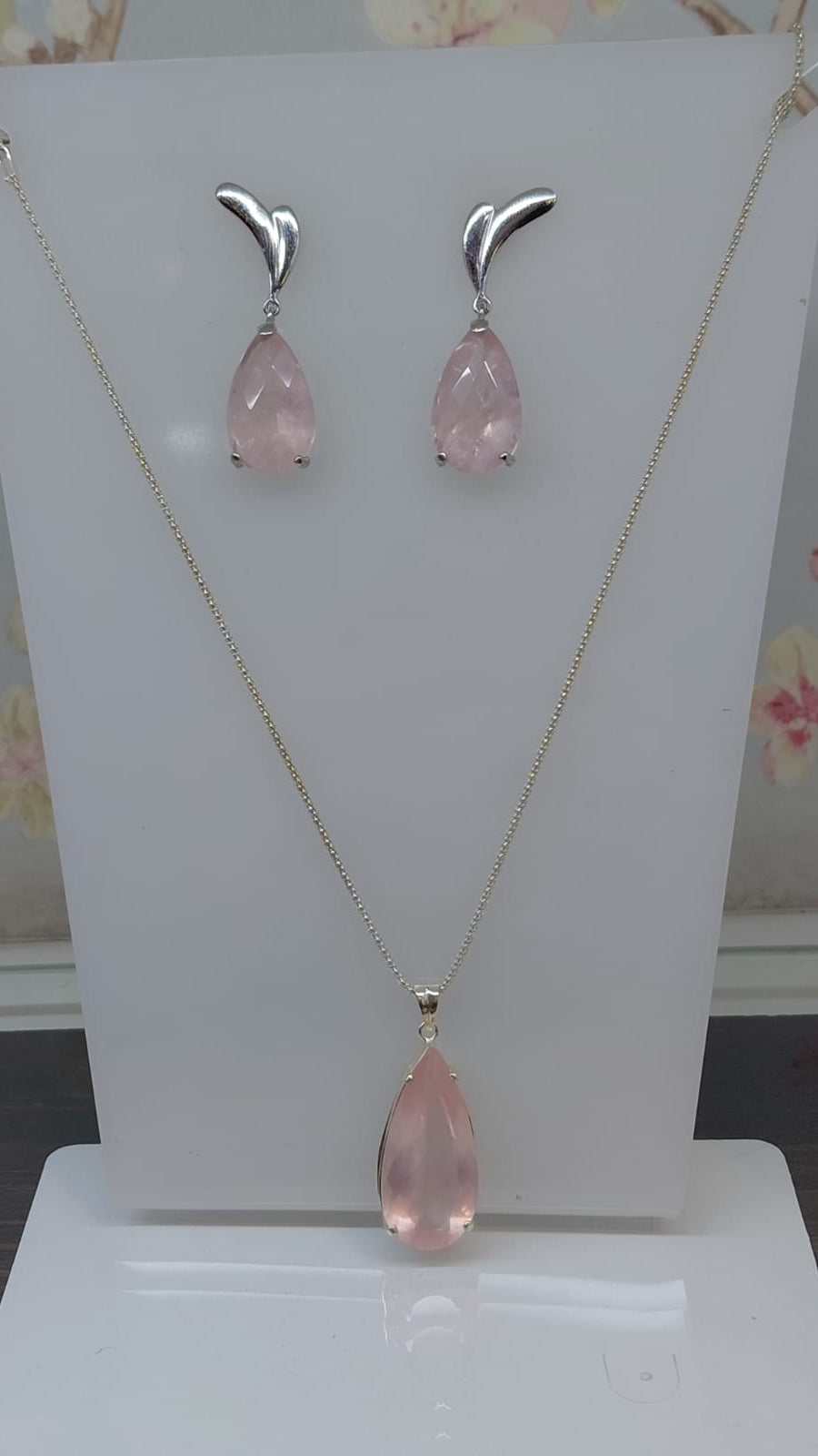 Conjunto de Balanco Quartzo Rosa
